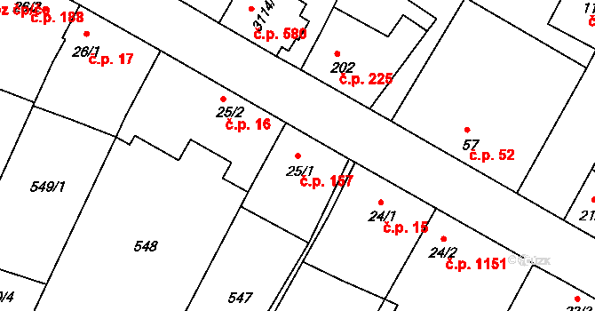 Sezimovo Ústí 157 na parcele st. 25/1 v KÚ Sezimovo Ústí, Katastrální mapa