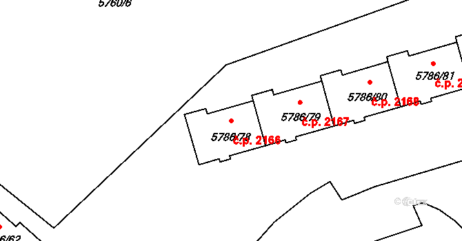 Česká Lípa 2166 na parcele st. 5786/78 v KÚ Česká Lípa, Katastrální mapa