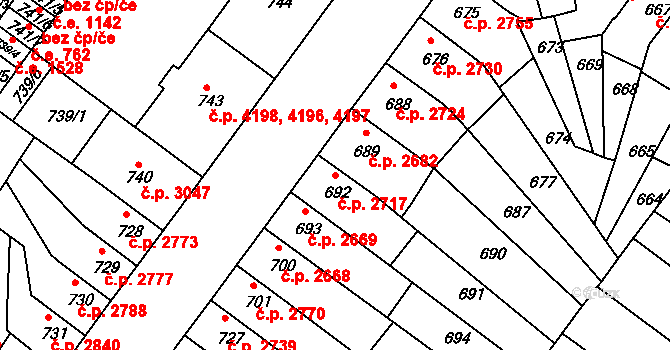 Chomutov 2717 na parcele st. 692 v KÚ Chomutov II, Katastrální mapa