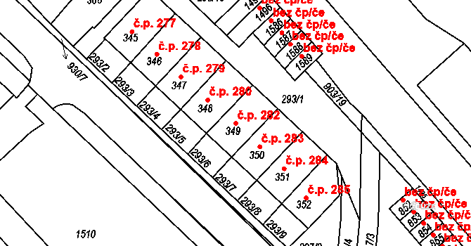 Hostinné 282 na parcele st. 349 v KÚ Hostinné, Katastrální mapa