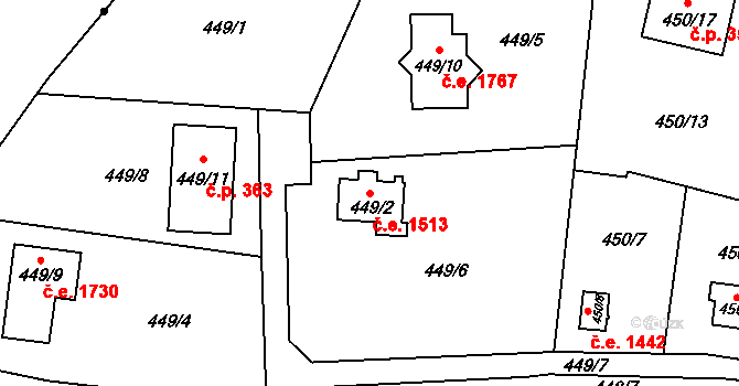 Radobyčice 1513, Plzeň na parcele st. 449/2 v KÚ Radobyčice, Katastrální mapa