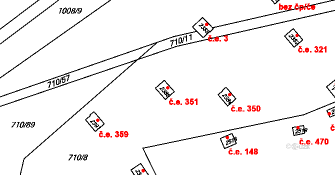 Nový Hradec Králové 351, Hradec Králové na parcele st. 2386 v KÚ Nový Hradec Králové, Katastrální mapa