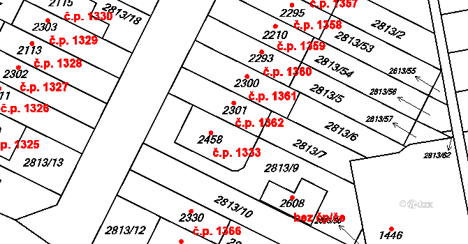 Kojetín I-Město 1362, Kojetín na parcele st. 2301 v KÚ Kojetín, Katastrální mapa