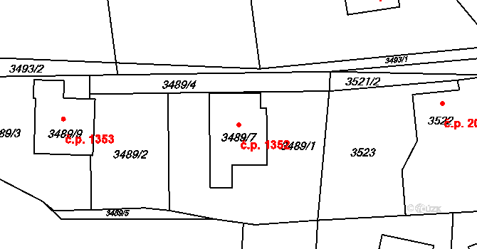 Lutyně 1352, Orlová na parcele st. 3489/7 v KÚ Horní Lutyně, Katastrální mapa