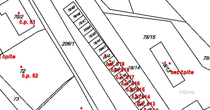 Sedlešovice 519, Nový Šaldorf-Sedlešovice na parcele st. 78/42 v KÚ Sedlešovice, Katastrální mapa