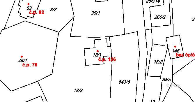Černava 126 na parcele st. 18/1 v KÚ Černava, Katastrální mapa