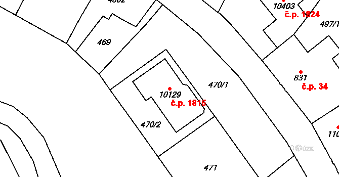 Bílé Předměstí 1815, Pardubice na parcele st. 10129 v KÚ Pardubice, Katastrální mapa