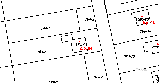 Lstiboř 84, Klučov na parcele st. 164/4 v KÚ Lstiboř, Katastrální mapa