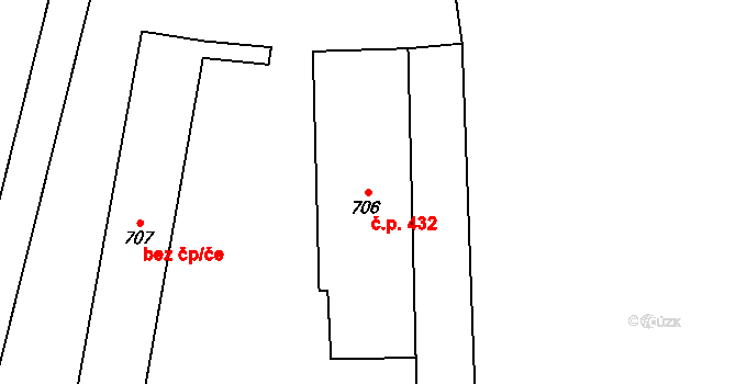 Hradec nad Moravicí 432 na parcele st. 706 v KÚ Hradec nad Moravicí, Katastrální mapa