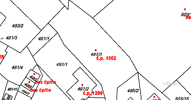 Rýmařov 1302 na parcele st. 491/3 v KÚ Rýmařov, Katastrální mapa