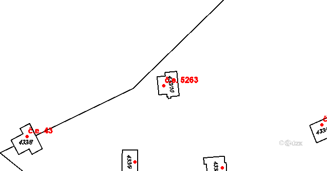 Jihlava 5263 na parcele st. 433/10 v KÚ Bedřichov u Jihlavy, Katastrální mapa