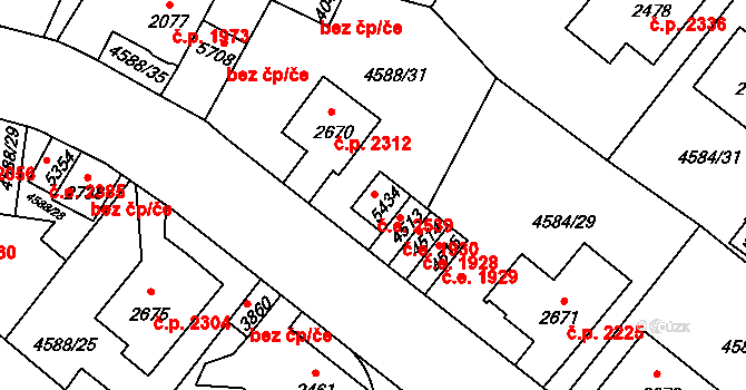 Žatec 2539 na parcele st. 5434 v KÚ Žatec, Katastrální mapa