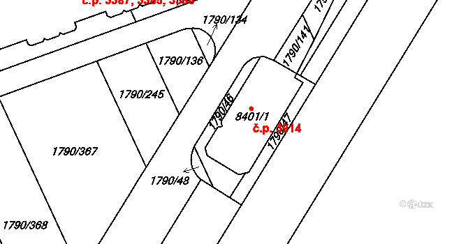 Hodonín 3914 na parcele st. 8401/1 v KÚ Hodonín, Katastrální mapa