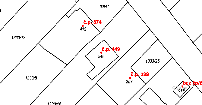 Zbraslav 449 na parcele st. 549 v KÚ Zbraslav na Moravě, Katastrální mapa