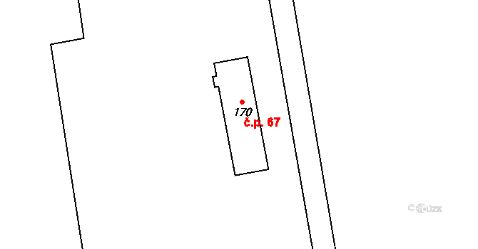 Hněvice 67, Štětí na parcele st. 170 v KÚ Hněvice, Katastrální mapa