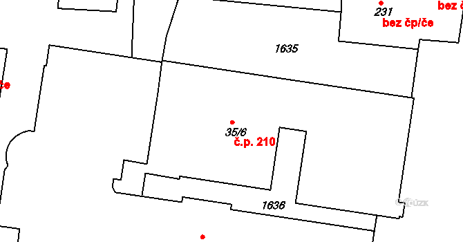 Konstantinovy Lázně 210 na parcele st. 35/6 v KÚ Konstantinovy Lázně, Katastrální mapa