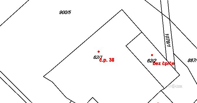 Albrechtice u Rýmařova 38, Břidličná na parcele st. 62/1 v KÚ Albrechtice u Rýmařova, Katastrální mapa