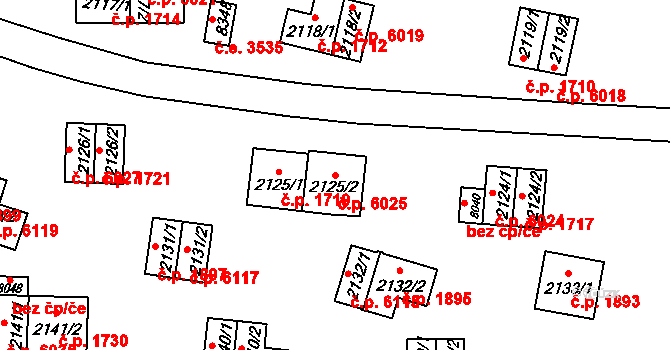 Zlín 6025 na parcele st. 2125/2 v KÚ Zlín, Katastrální mapa