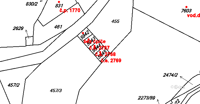 Cheb 2769 na parcele st. 5945 v KÚ Cheb, Katastrální mapa