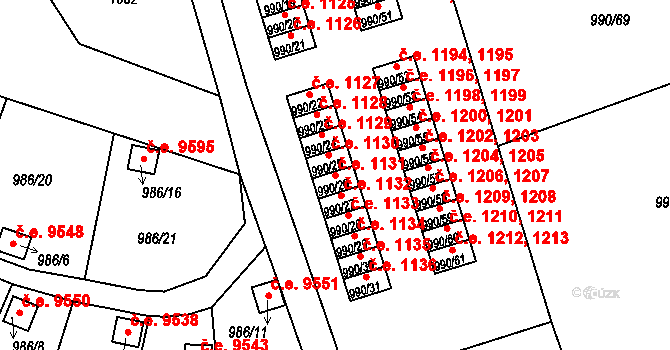 Děčín III-Staré Město 1131, Děčín na parcele st. 990/26 v KÚ Děčín-Staré Město, Katastrální mapa