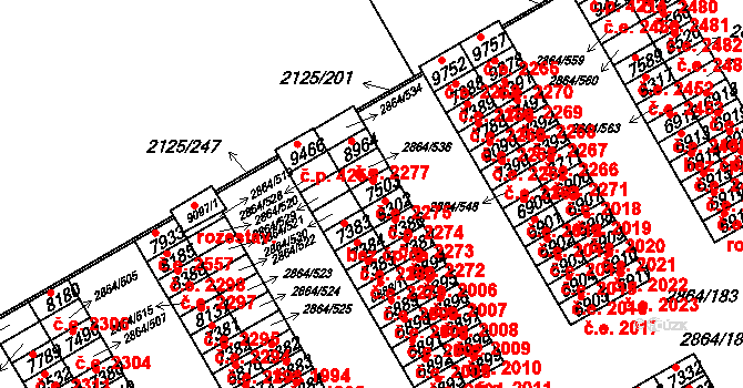 Hodonín 2275 na parcele st. 7503 v KÚ Hodonín, Katastrální mapa
