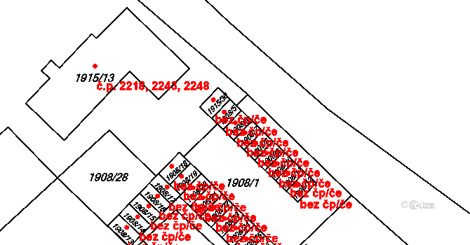 Opava 38104041 na parcele st. 1908/6 v KÚ Opava-Předměstí, Katastrální mapa