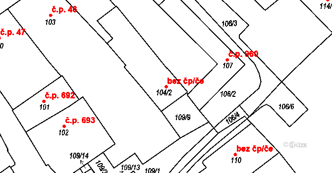Rychnov nad Kněžnou 38512041 na parcele st. 104/2 v KÚ Rychnov nad Kněžnou, Katastrální mapa
