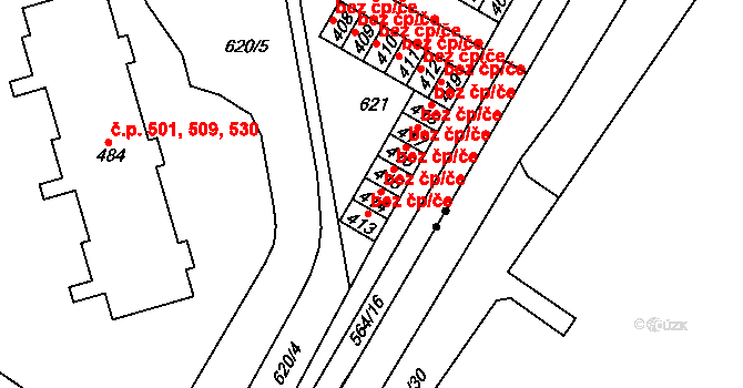 Šumperk 39024041 na parcele st. 414 v KÚ Dolní Temenice, Katastrální mapa
