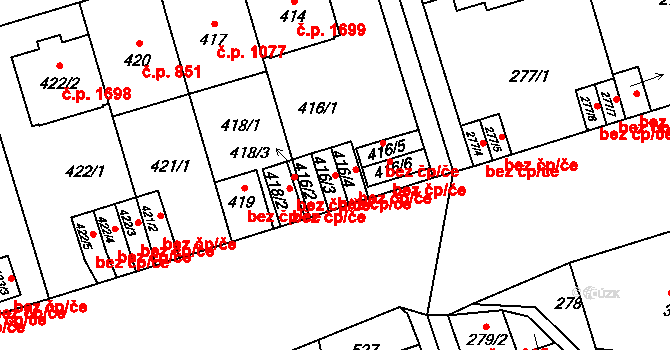 Praha 40435041 na parcele st. 416/3 v KÚ Břevnov, Katastrální mapa