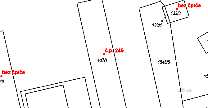 Rynoltice 245 na parcele st. 437/1 v KÚ Rynoltice, Katastrální mapa