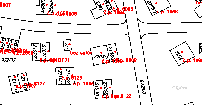 Zlín 1699 na parcele st. 2108/1 v KÚ Zlín, Katastrální mapa