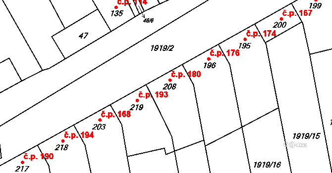 Moravské Prusy 180, Prusy-Boškůvky na parcele st. 208 v KÚ Moravské Prusy, Katastrální mapa