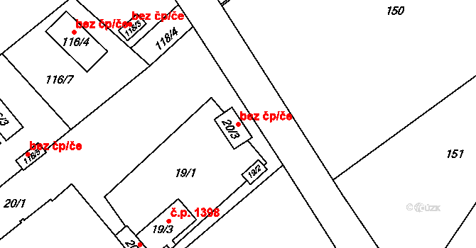 Orlová 43965041 na parcele st. 20/3 v KÚ Poruba u Orlové, Katastrální mapa