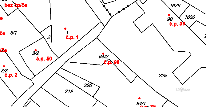 Vršovice 96 na parcele st. 94/2 v KÚ Vršovice u Opavy, Katastrální mapa