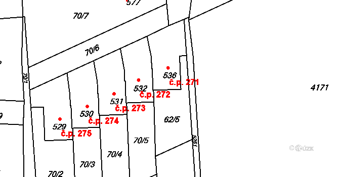 Brumovice 271 na parcele st. 536 v KÚ Brumovice u Opavy, Katastrální mapa