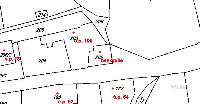 Černčice 47920041 na parcele st. 202 v KÚ Černčice, Katastrální mapa