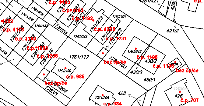 Praha 48044041 na parcele st. 1761/272 v KÚ Hostivař, Katastrální mapa