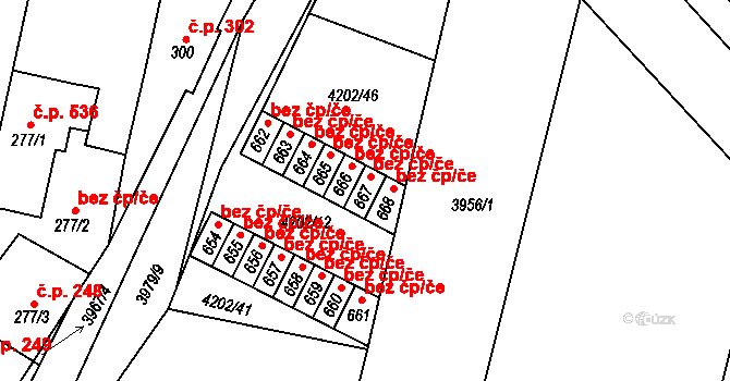 Lenešice 48938041 na parcele st. 667 v KÚ Lenešice, Katastrální mapa