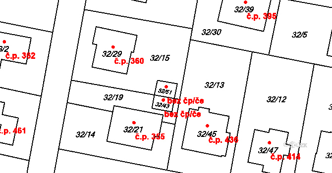 Opava 48953041 na parcele st. 32/51 v KÚ Malé Hoštice, Katastrální mapa