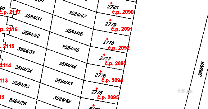 Uherský Brod 2093 na parcele st. 2777 v KÚ Uherský Brod, Katastrální mapa