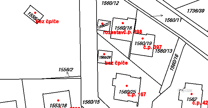 Valašské Meziříčí 50447041 na parcele st. 1560/29 v KÚ Valašské Meziříčí-město, Katastrální mapa