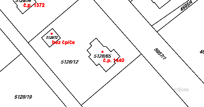 Bystřice 1440 na parcele st. 5128/65 v KÚ Bystřice nad Olší, Katastrální mapa