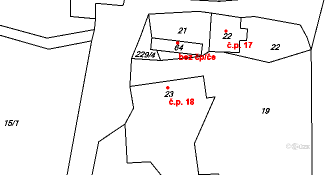 Zdislav 18, Luže na parcele st. 23 v KÚ Zdislav, Katastrální mapa