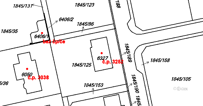 Šumperk 3252 na parcele st. 6327 v KÚ Šumperk, Katastrální mapa