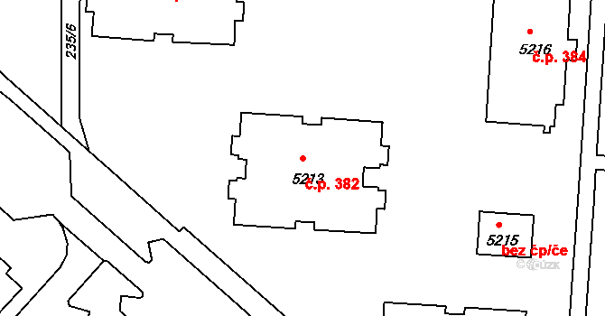 Pražské Předměstí 382, Písek na parcele st. 5213 v KÚ Písek, Katastrální mapa
