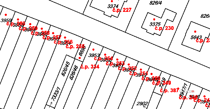Václavské Předměstí 253, Písek na parcele st. 3952 v KÚ Písek, Katastrální mapa