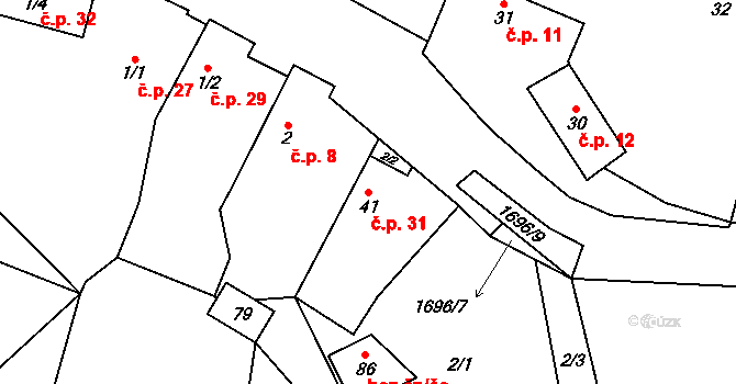 Chrášťovice 31, Mladotice na parcele st. 41 v KÚ Chrášťovice u Mladotic, Katastrální mapa