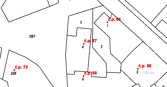 Slavětín nad Metují 57 na parcele st. 4 v KÚ Slavětín nad Metují, Katastrální mapa
