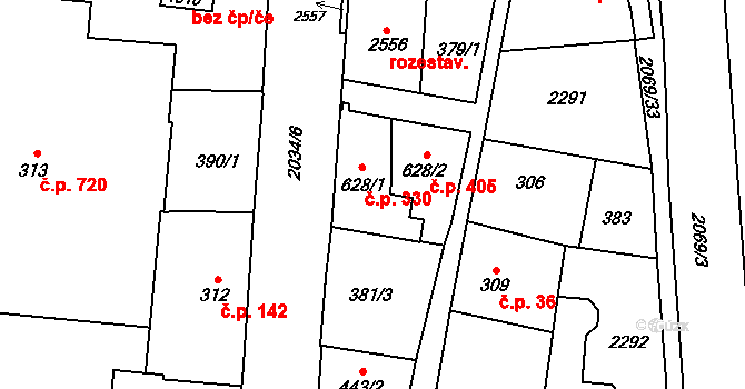 Nové Město nad Metují 330 na parcele st. 628/1 v KÚ Nové Město nad Metují, Katastrální mapa