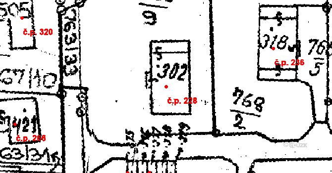 Choltice 228 na parcele st. 302 v KÚ Choltice, Katastrální mapa